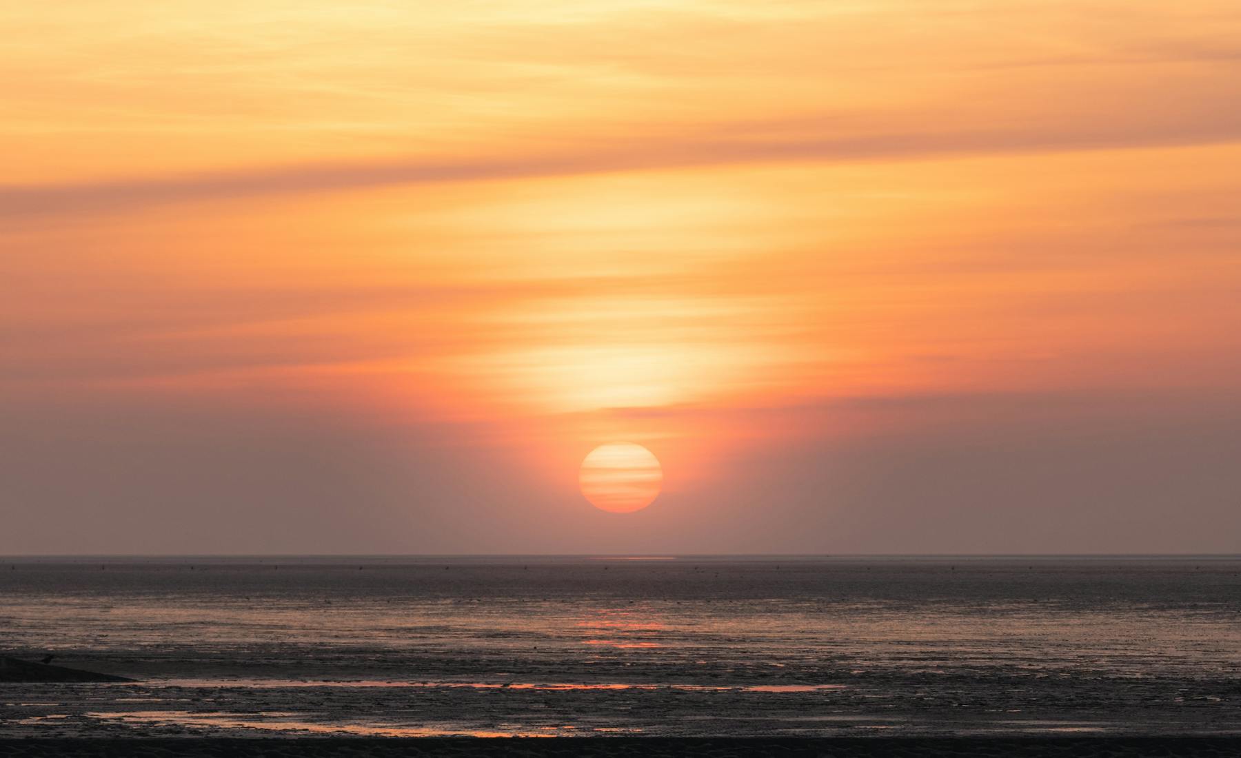 Wattenmeer bei Sonnenuntergang als Küstenmotiv für Dornum